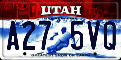 UT license plate A275VQ