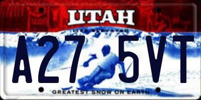 UT license plate A275VT