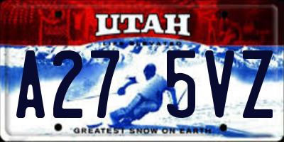 UT license plate A275VZ