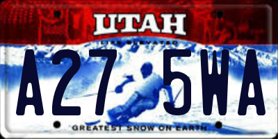 UT license plate A275WA