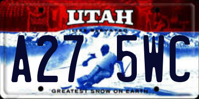 UT license plate A275WC