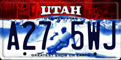 UT license plate A275WJ