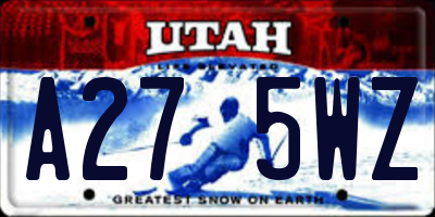 UT license plate A275WZ