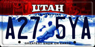 UT license plate A275YA