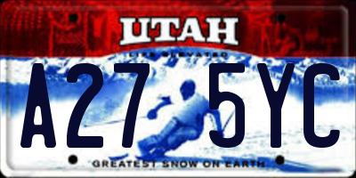 UT license plate A275YC