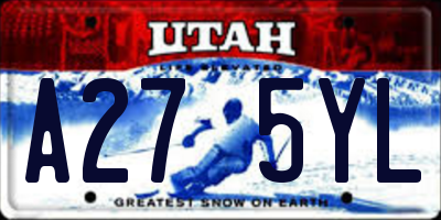 UT license plate A275YL