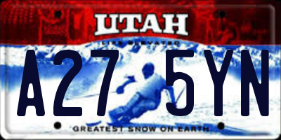 UT license plate A275YN