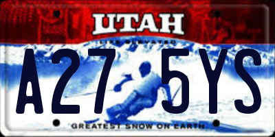 UT license plate A275YS