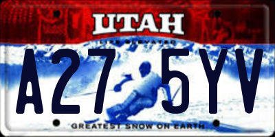 UT license plate A275YV