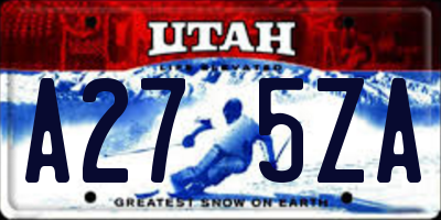 UT license plate A275ZA