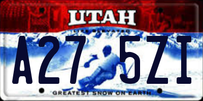 UT license plate A275ZI