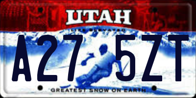 UT license plate A275ZT