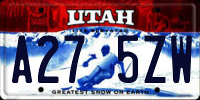 UT license plate A275ZW