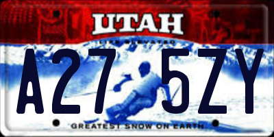 UT license plate A275ZY