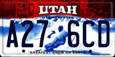 UT license plate A276CD