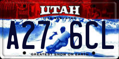 UT license plate A276CL