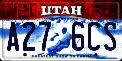 UT license plate A276CS