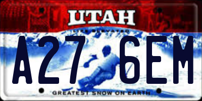 UT license plate A276EM