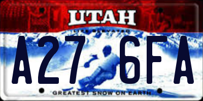 UT license plate A276FA