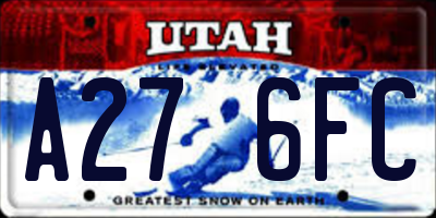 UT license plate A276FC