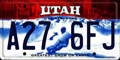 UT license plate A276FJ