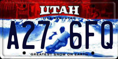 UT license plate A276FQ