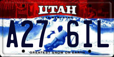 UT license plate A276IL