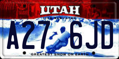 UT license plate A276JD