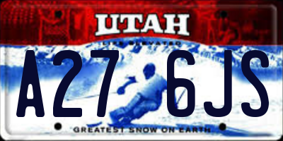 UT license plate A276JS