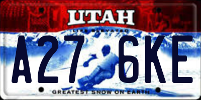 UT license plate A276KE