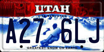 UT license plate A276LJ