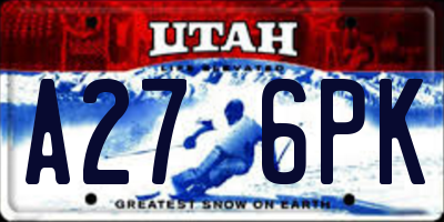 UT license plate A276PK