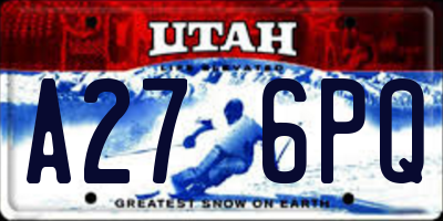 UT license plate A276PQ