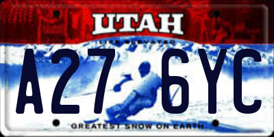 UT license plate A276YC
