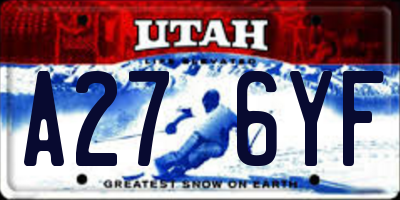 UT license plate A276YF