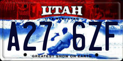 UT license plate A276ZF