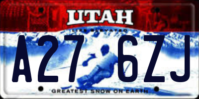 UT license plate A276ZJ