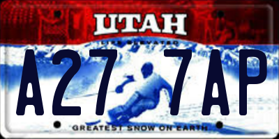 UT license plate A277AP