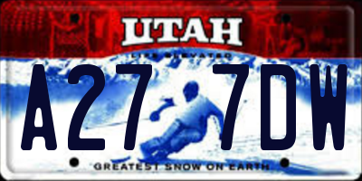 UT license plate A277DW