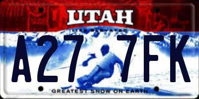 UT license plate A277FK