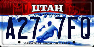 UT license plate A277FQ