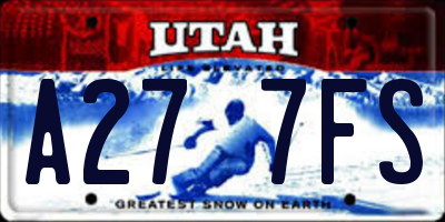 UT license plate A277FS