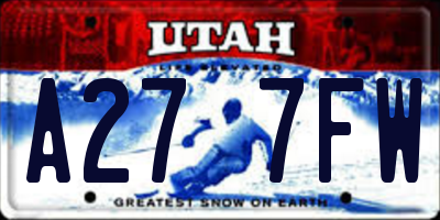 UT license plate A277FW