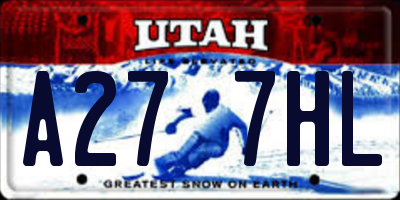 UT license plate A277HL