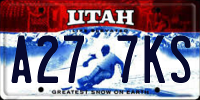 UT license plate A277KS