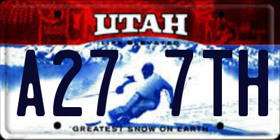 UT license plate A277TH
