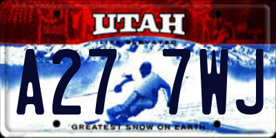 UT license plate A277WJ