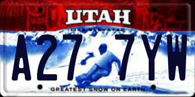 UT license plate A277YW