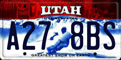 UT license plate A278BS