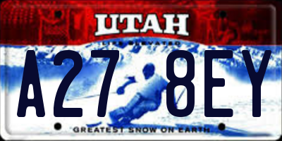 UT license plate A278EY